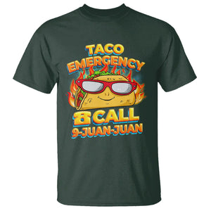 Taco Lover T Shirt Taco Emergency Call 9 Juan Juan TS09 Dark Forest Green Printyourwear