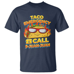 Taco Lover T Shirt Taco Emergency Call 9 Juan Juan TS09 Navy Printyourwear