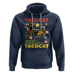 Funny Taco Cat Lover Hoodie Tacocat Spelled Backwards Tacos And Mexican Cats TS09 Navy Printyourwear