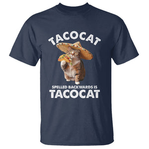 Funny Taco Cat Lover T Shirt Tacocat Spelled Backwards Tacos And Meme Cats TS09 Navy Printyourwear