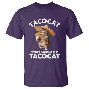 Funny Taco Cat Lover T Shirt Tacocat Spelled Backwards Tacos And Meme Cats TS09 Purple Printyourwear