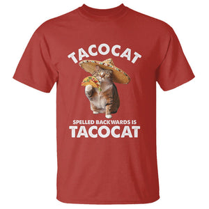 Funny Taco Cat Lover T Shirt Tacocat Spelled Backwards Tacos And Meme Cats TS09 Red Printyourwear