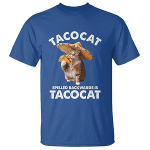 Funny Taco Cat Lover T Shirt Tacocat Spelled Backwards Tacos And Meme Cats TS09 Royal Blue Printyourwear