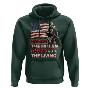 Veteran Hoodie Honor The Fallen Thank The Living Memorial Day TS09 Dark Forest Green Print Your Wear