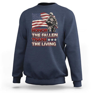 Veteran Sweatshirt Honor The Fallen Thank The Living Memorial Day TS09 Navy Print Your Wear