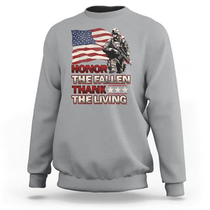 Veteran Sweatshirt Honor The Fallen Thank The Living Memorial Day TS09 Sport Gray Print Your Wear