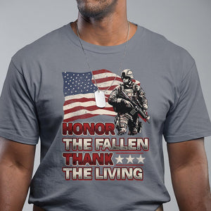 Veteran T Shirt Honor The Fallen Thank The Living Memorial Day TS09 Charcoal Print Your Wear