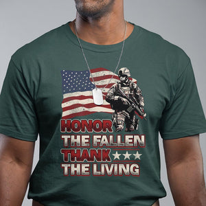 Veteran T Shirt Honor The Fallen Thank The Living Memorial Day TS09 Dark Forest Green Print Your Wear