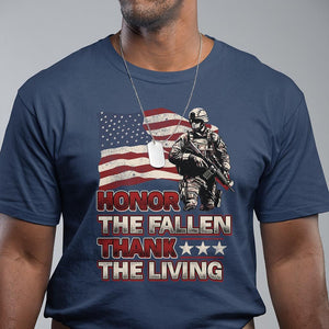 Veteran T Shirt Honor The Fallen Thank The Living Memorial Day TS09 Navy Print Your Wear