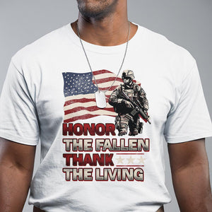 Veteran T Shirt Honor The Fallen Thank The Living Memorial Day TS09 White Print Your Wear