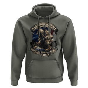 Veteran Hoodie Never Forget Our Fallen Heroes Memorial Day TS09 Military Green Print Your Wear