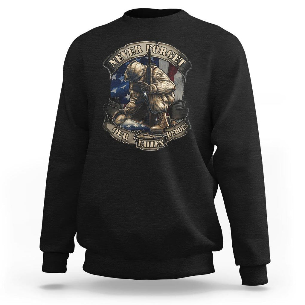 Veteran Sweatshirt Never Forget Our Fallen Heroes Memorial Day TS09 Black Print Your Wear