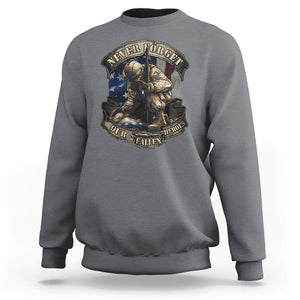 Veteran Sweatshirt Never Forget Our Fallen Heroes Memorial Day TS09 Charcoal Print Your Wear