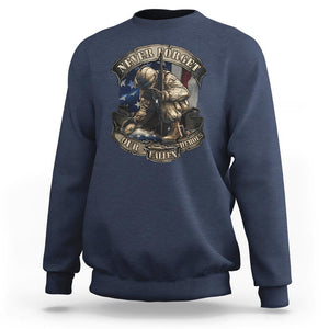 Veteran Sweatshirt Never Forget Our Fallen Heroes Memorial Day TS09 Navy Print Your Wear