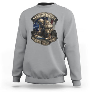 Veteran Sweatshirt Never Forget Our Fallen Heroes Memorial Day TS09 Sport Gray Print Your Wear