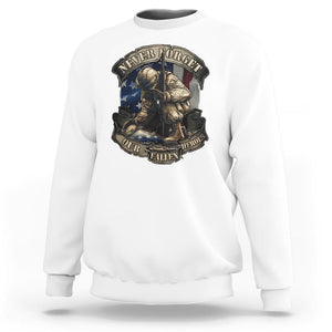 Veteran Sweatshirt Never Forget Our Fallen Heroes Memorial Day TS09 White Print Your Wear