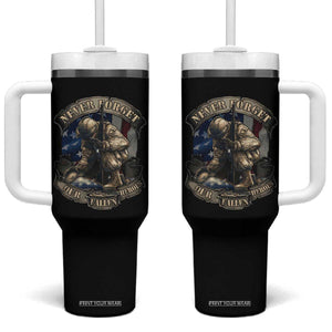 Veteran Tumbler With Handle Never Forget Our Fallen Heroes Memorial Day TS09 One Size: 40 oz Black Print Your Wear