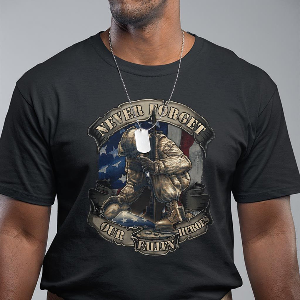 Veteran T Shirt Never Forget Our Fallen Heroes Memorial Day TS09 Black Print Your Wear