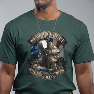 Veteran T Shirt Never Forget Our Fallen Heroes Memorial Day TS09 Dark Forest Green Print Your Wear