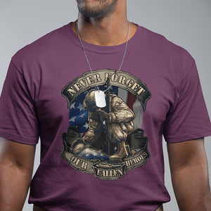 Veteran T Shirt Never Forget Our Fallen Heroes Memorial Day TS09 Maroon Print Your Wear