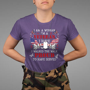 Female Veteran T Shirt I Am A Woman I'm A Veteran I Have A DD-214 I Walked The Walk Proud To Have Served TS09 Purple Print Your Wear