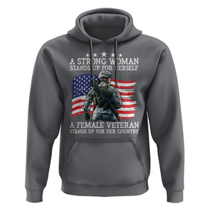 Female Veteran Hoodie Stands Up For Her Country A Strong Woman TS09 Charcoal Print Your Wear