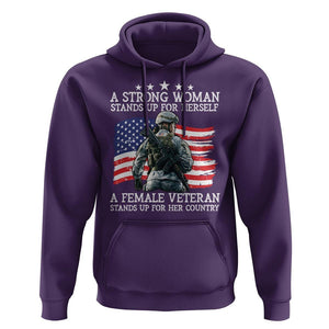 Female Veteran Hoodie Stands Up For Her Country A Strong Woman TS09 Purple Print Your Wear