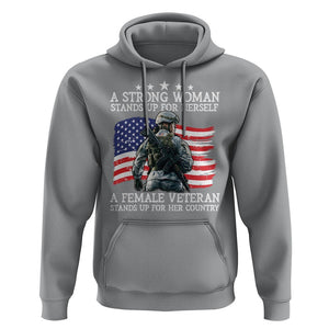 Female Veteran Hoodie Stands Up For Her Country A Strong Woman TS09 Sport Gray Print Your Wear