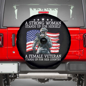 Female Veteran Spare Tire Cover Stands Up For Her Country A Strong Woman TS09 Black Print Your Wear