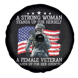 Female Veteran Spare Tire Cover Stands Up For Her Country A Strong Woman TS09 Print Your Wear