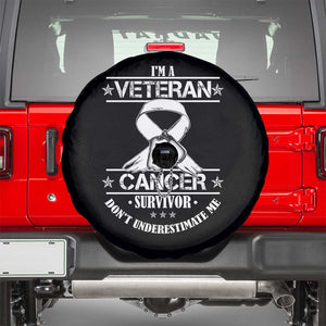 I'm A Veteran And A Cancer Survivor Spare Tire Cover Don't Underestimate Me Chemotherapy Warrior TS09 Black Print Your Wear