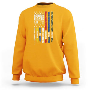 Nobody Fights Alone America Flag First Responder Sweatshirt TS09 Gold Print Your Wear