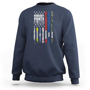 Nobody Fights Alone America Flag First Responder Sweatshirt TS09 Navy Print Your Wear