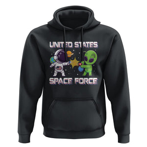 Funny US Space Force Hoodie Army Astronaut vs Alien TS09 Black Print Your Wear