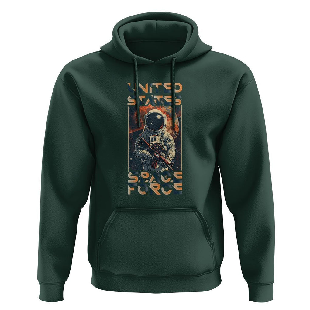 Funny US Space Force Army Astronaut Hoodie TS09 Dark Forest Green Print Your Wear
