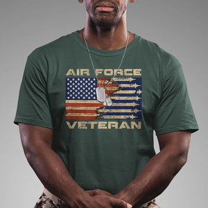 Air Force Veteran T Shirt American Flag Dog Tag TS09 Dark Forest Green Print Your Wear