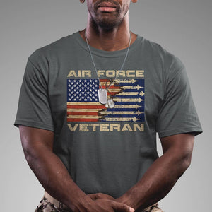 Air Force Veteran T Shirt American Flag Dog Tag TS09 Dark Heather Print Your Wear