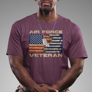 Air Force Veteran T Shirt American Flag Dog Tag TS09 Maroon Print Your Wear