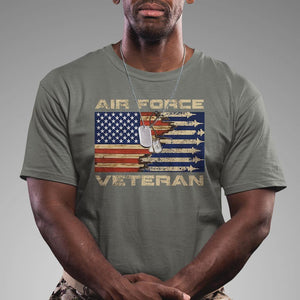 Air Force Veteran T Shirt American Flag Dog Tag TS09 Military Green Print Your Wear