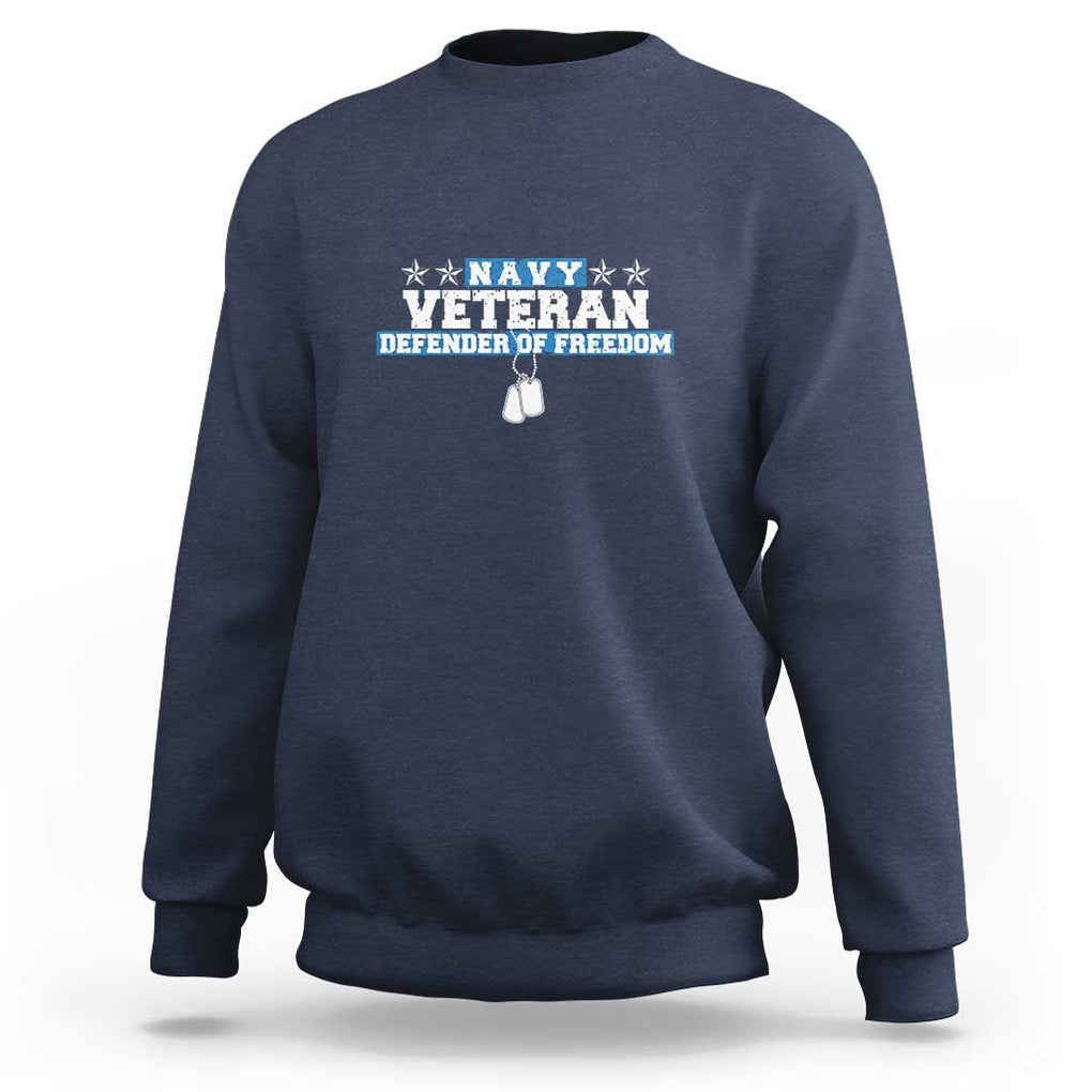 Navy Veteran Sweatshirt Defender Of Freedom TS09 Navy Print Your Wear