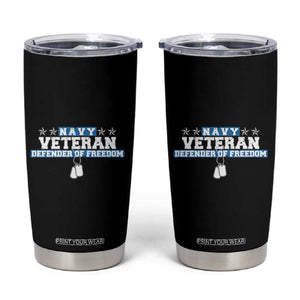 Navy Veteran Tumbler Cup Defender Of Freedom TS09 Black Print Your Wear