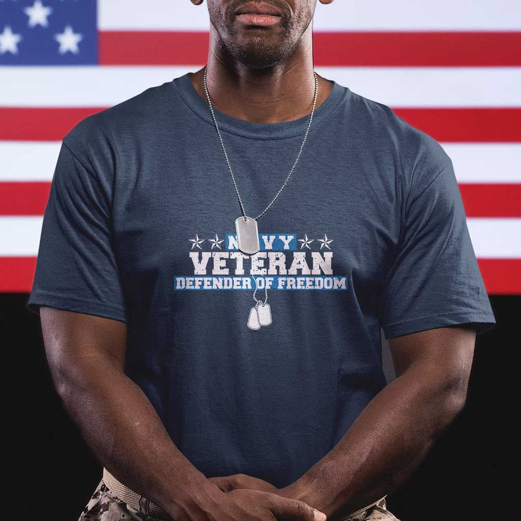Navy Veteran T Shirt Defender Of Freedom TS09 Navy Print Your Wear