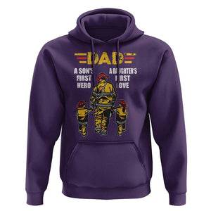 Firefighter Dad Hoodie A Son's First Hero A Daughter's First Love Father's Day TS09 Purple Print Your Wear