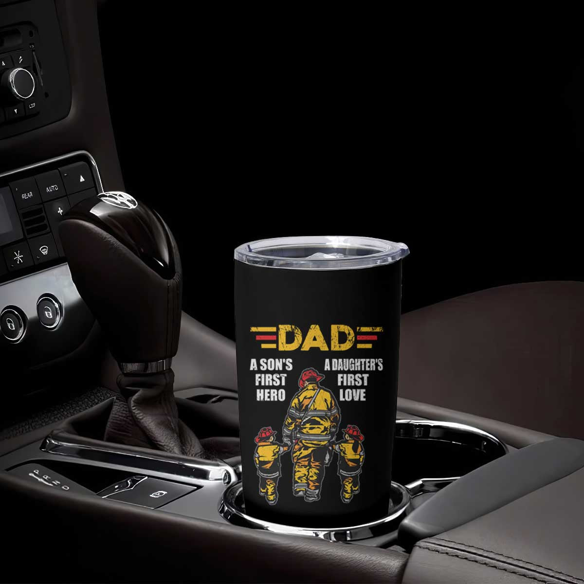 Firefighter Dad Tumbler Cup A Son's First Hero A Daughter's First Love Father's Day TS09 Print Your Wear