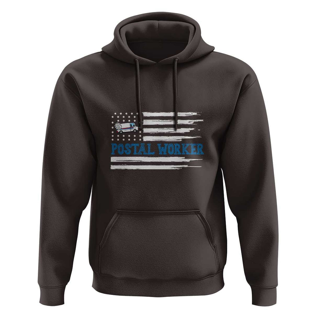 USA Flag Mailman Mail Lady Postal Worker Hoodie TS09 Dark Chocolate Print Your Wear