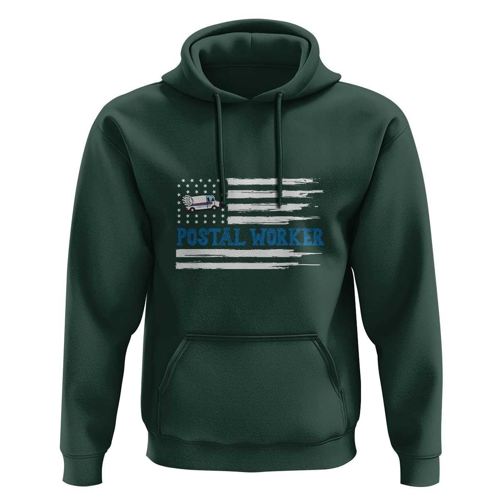 USA Flag Mailman Mail Lady Postal Worker Hoodie TS09 Dark Forest Green Print Your Wear