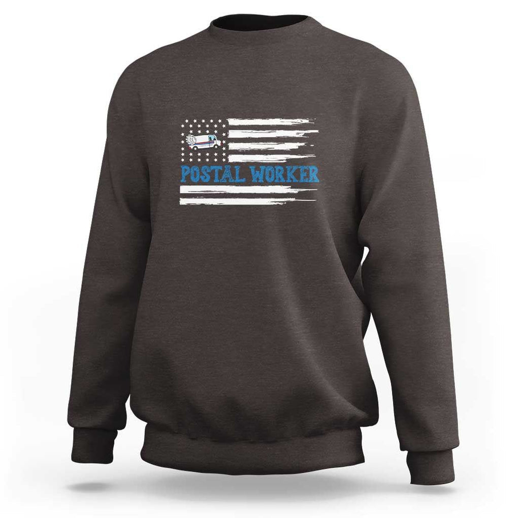 USA Flag Mailman Mail Lady Postal Worker Sweatshirt TS09 Dark Chocolate Print Your Wear