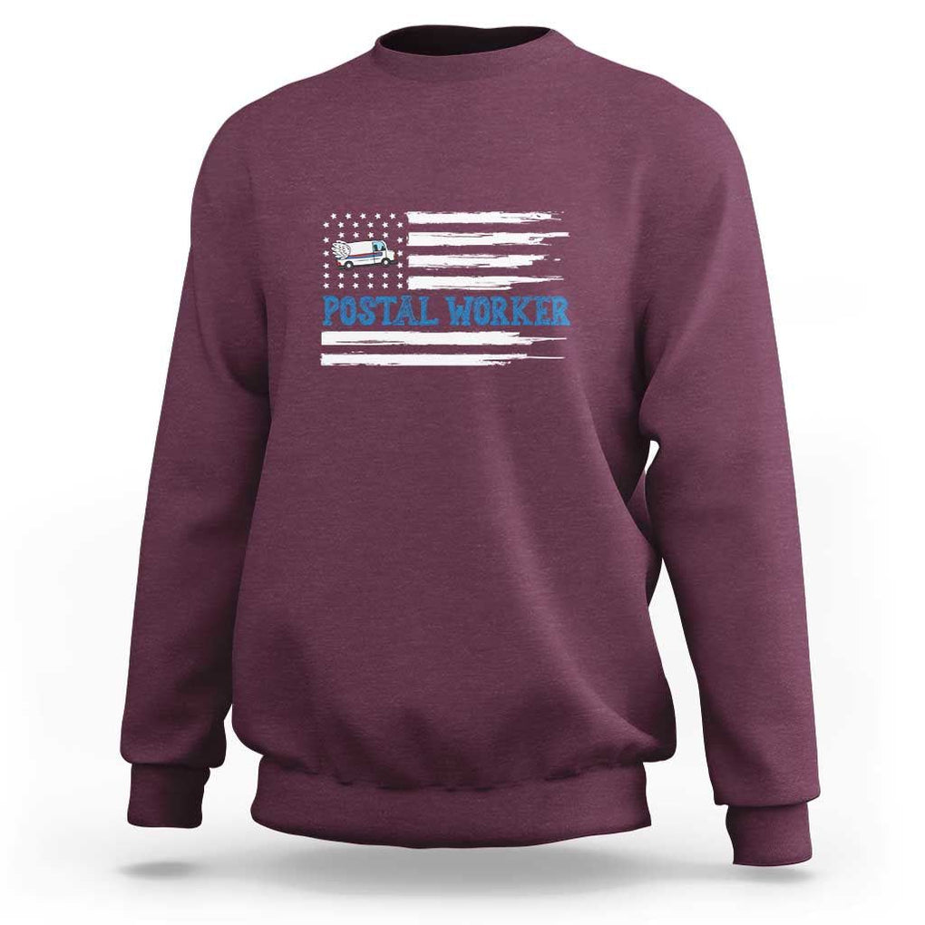 USA Flag Mailman Mail Lady Postal Worker Sweatshirt TS09 Maroon Print Your Wear