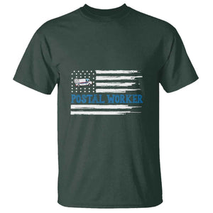 USA Flag Mailman Mail Lady Postal Worker T Shirt TS09 Dark Forest Green Print Your Wear