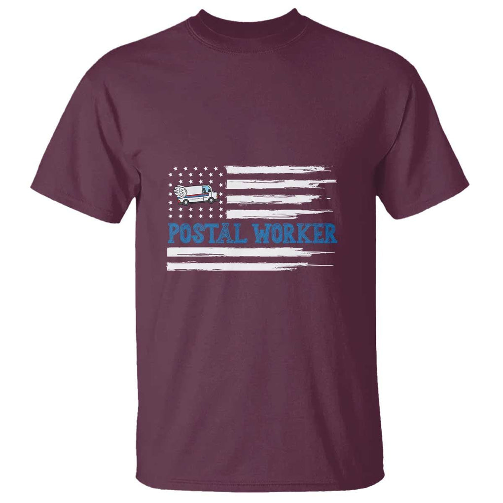 USA Flag Mailman Mail Lady Postal Worker T Shirt TS09 Maroon Print Your Wear